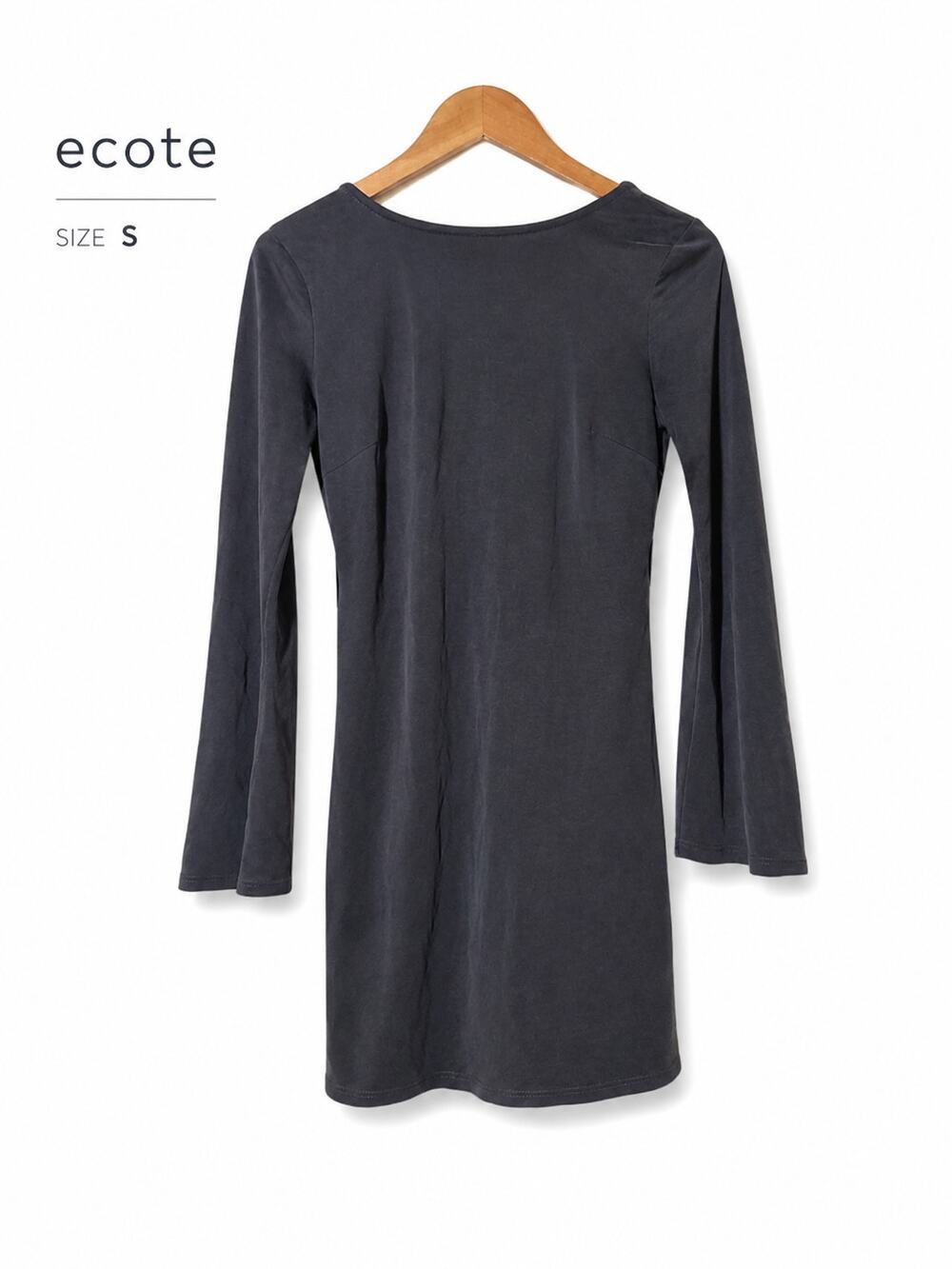 Ecote Black Modal Knit Long Sleeve Tunic Dress Size Small Stretch Boho Casual